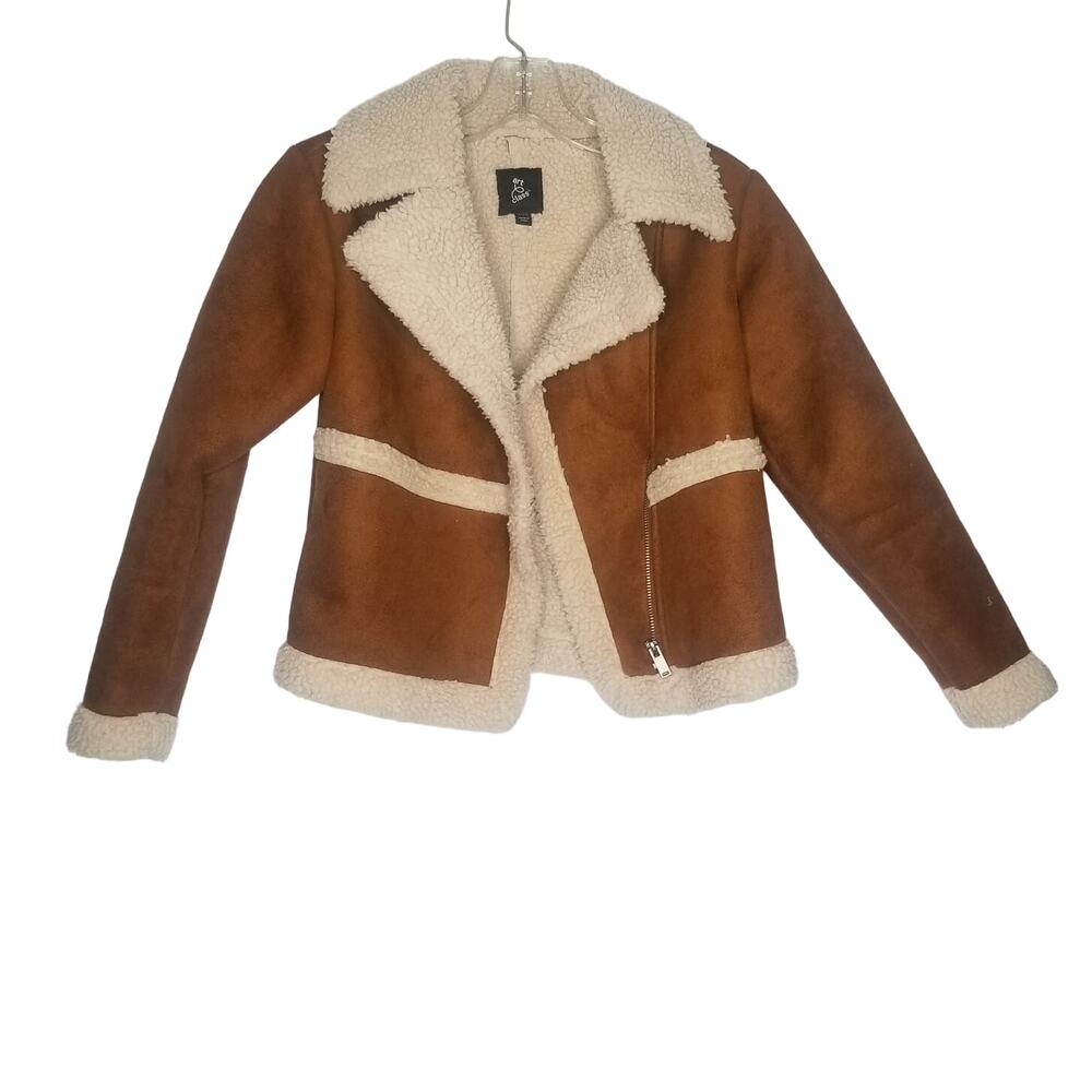 Art Class Girls Faux Suede Sherpa Moto Jacket - Picture 2 of 9